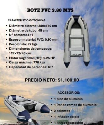 Bote PVC 3.80 mts