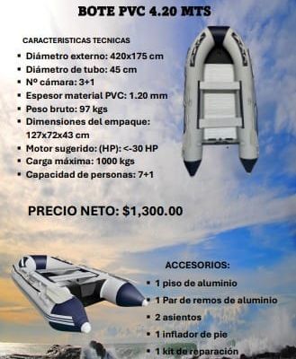 Bote PVC 4.20 mts